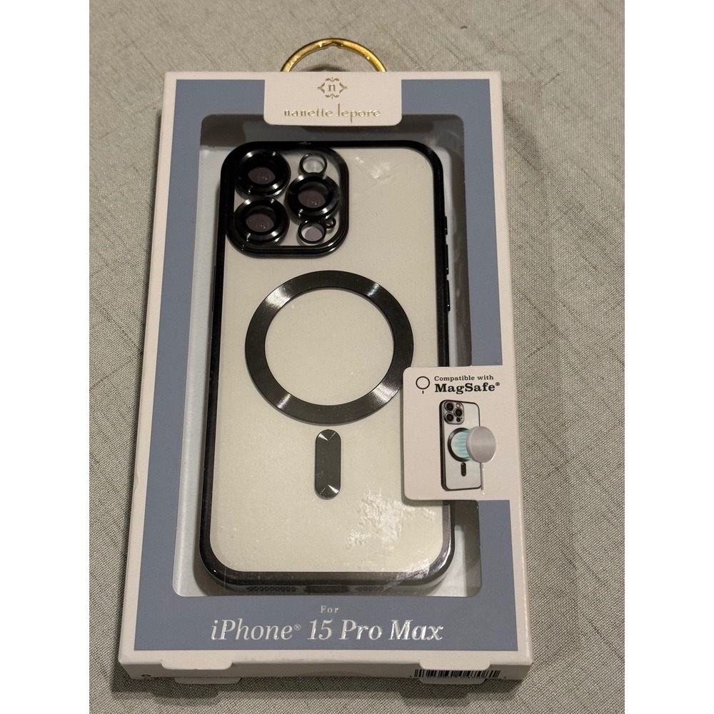 Nanette Lepore iPhone 15 Pro Max Case MagSafe Compatible Clear Black Trim IC7978